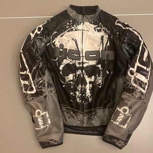 Icon Decay Hooligan Men's Size L Motorcycle Jacket Black & White Skull